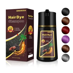 Deep Wine Red Hair Dye Shampoo 3 in 1 for Gray Coverage, Instant Natural Hair Color Shampoo Para Canas Mujer, Semi-Permanent Shampoo Hair Dye, Gifts for Men Women 16.9 Floz