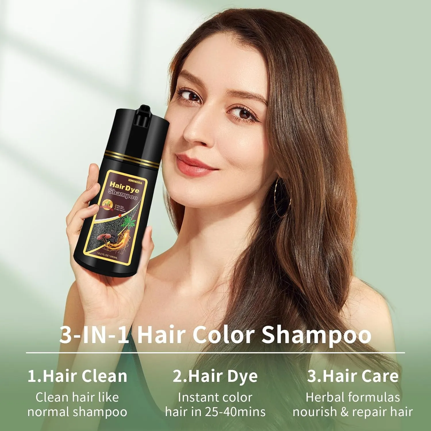 Deep Wine Red Hair Dye Shampoo 3 in 1 for Gray Coverage, Instant Natural Hair Color Shampoo Para Canas Mujer, Semi-Permanent Shampoo Hair Dye, Gifts for Men Women 16.9 Floz