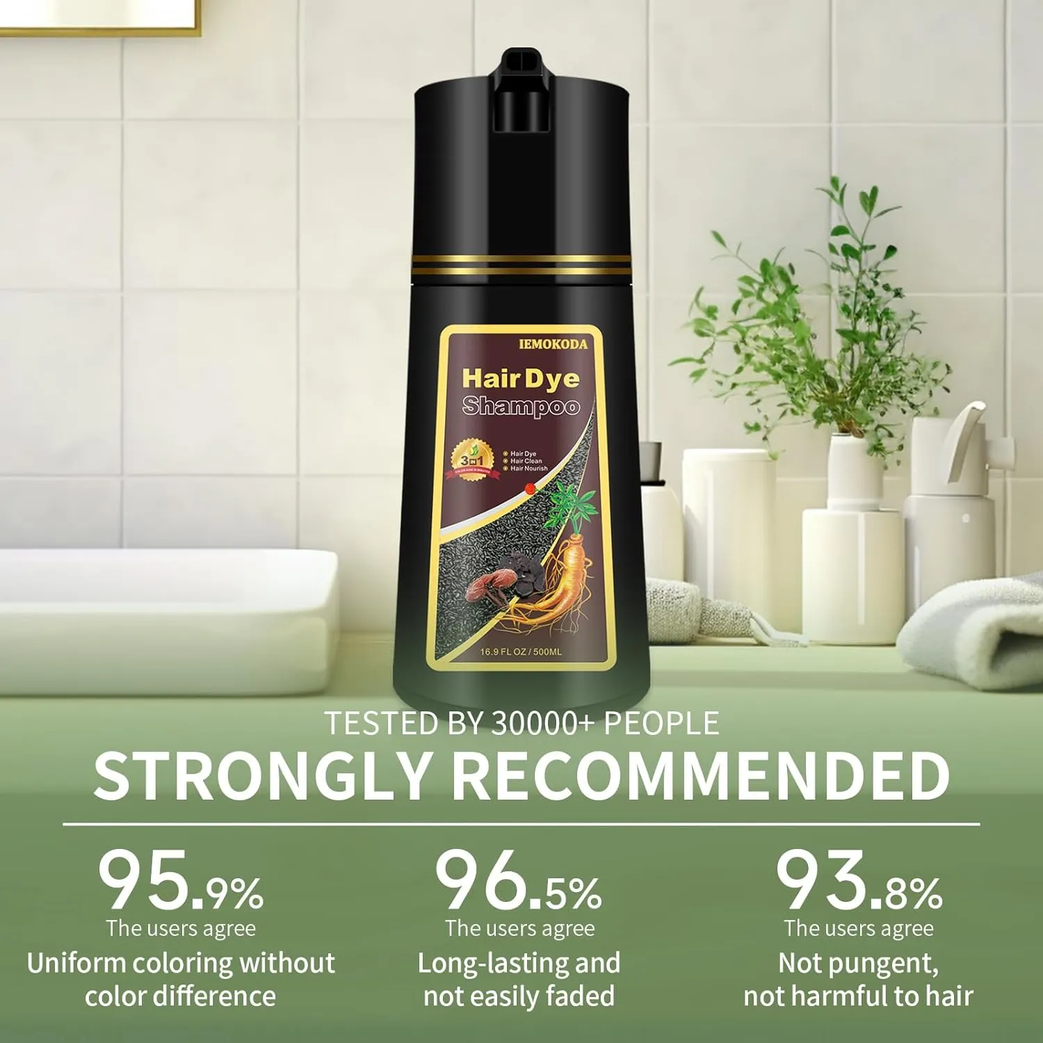Deep Wine Red Hair Dye Shampoo 3 in 1 for Gray Coverage, Instant Natural Hair Color Shampoo Para Canas Mujer, Semi-Permanent Shampoo Hair Dye, Gifts for Men Women 16.9 Floz