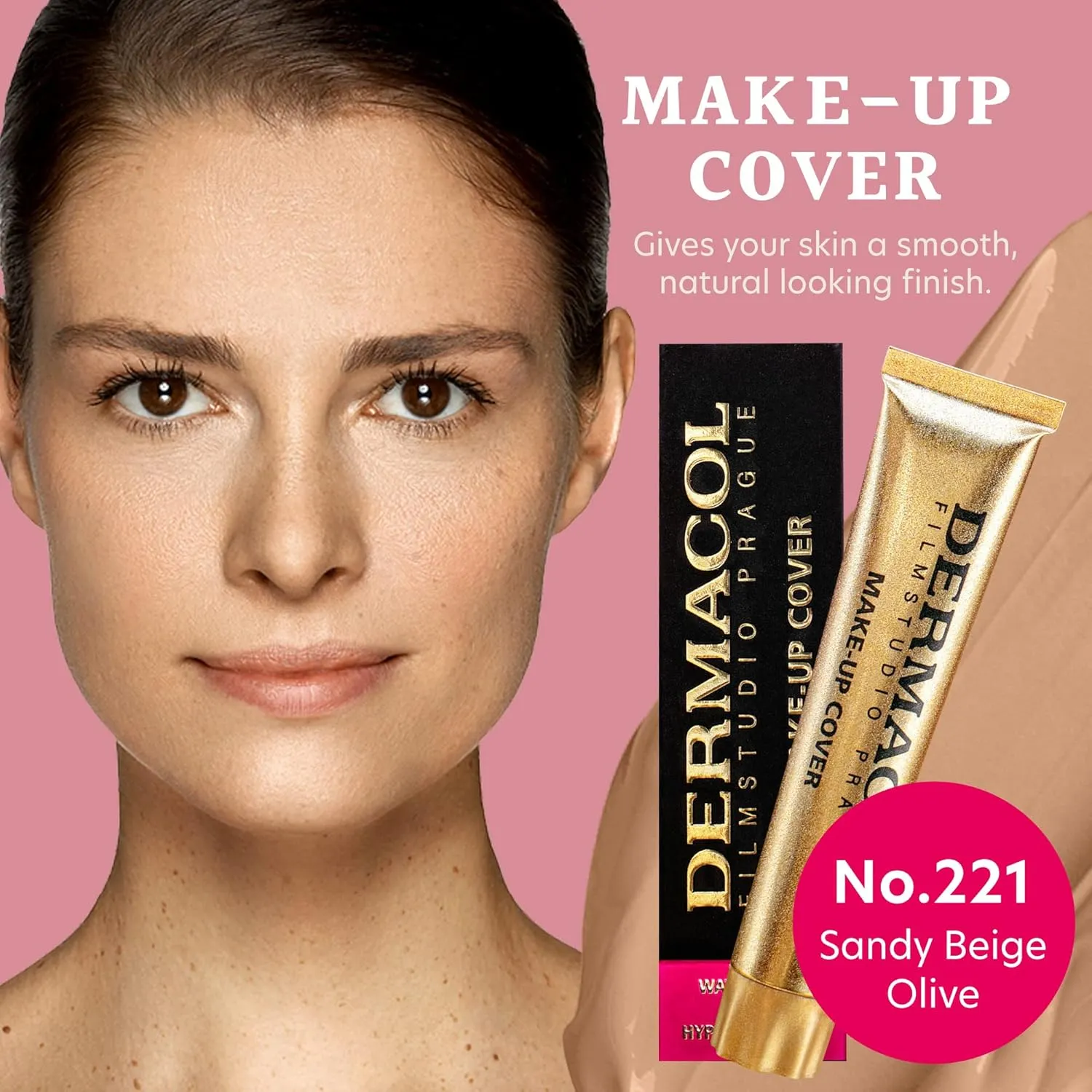Dermacol - Full Coverage Foundation, Liquid Makeup Matte Foundation with SPF 30, Waterproof Foundation for Oily Skin, Acne, & Under Eye Bags, Long-Lasting Makeup Products, 30g, Shade 221