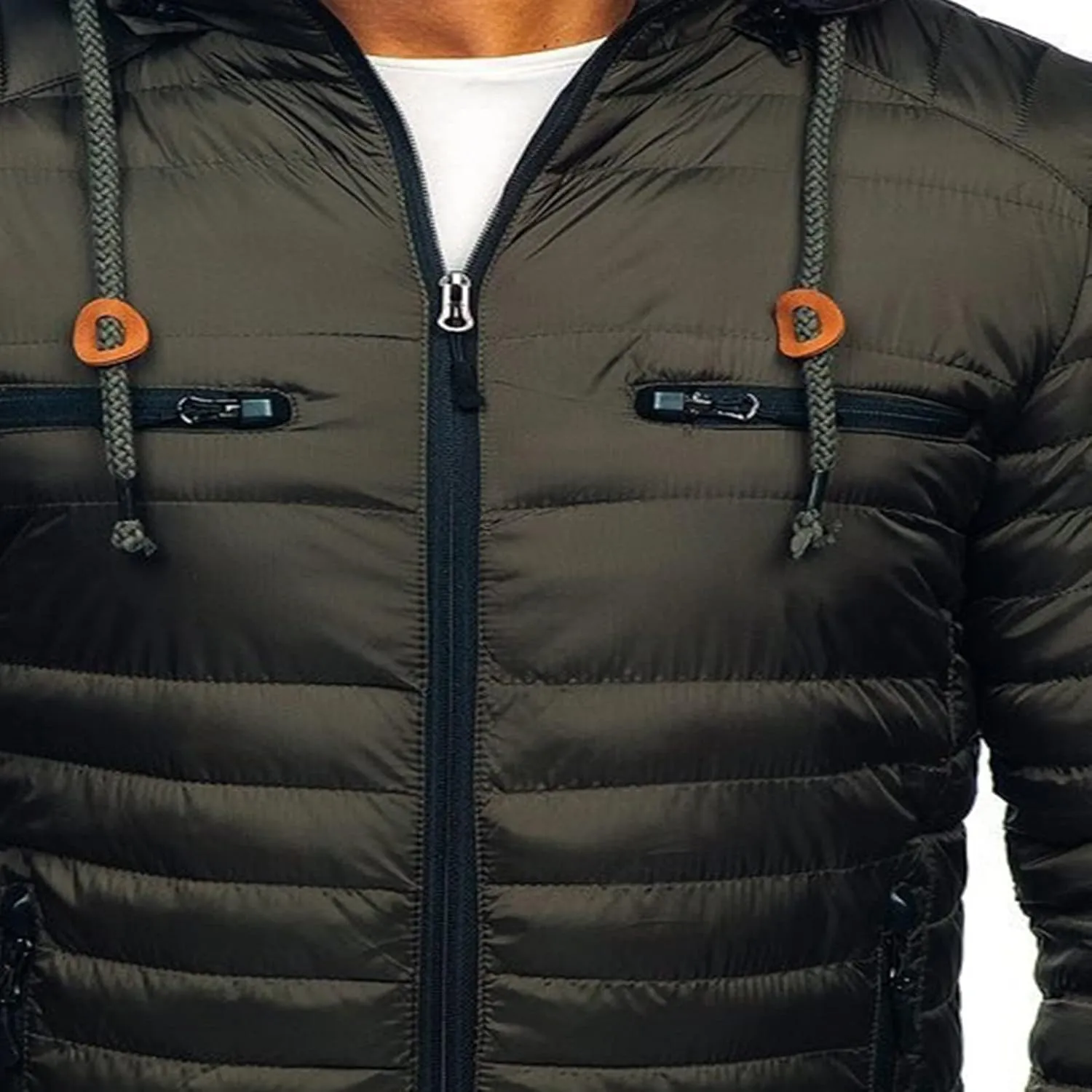 Dgoopd Men's Packable Puffer Jacket Detachable Hood Lightweight Winter Jacket Down Bubble Coat Winter Quilted Padded Jacket