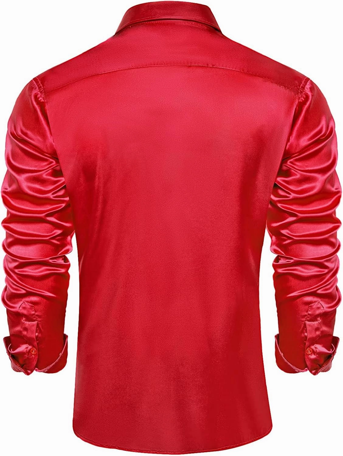 DiBanGu Mens Satin Dress Shirts Casual Long Sleeve Button Down Shirt Regular Fit Wrinkle Free Shiny Shirts for Men Party Prom