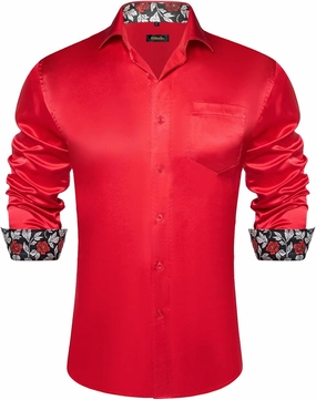 DiBanGu Mens Satin Dress Shirts Casual Long Sleeve Button Down Shirt Regular Fit Wrinkle Free Shiny Shirts for Men Party Prom