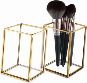 Didiseaon 2pcs Elegant Gold-rimmed Makeup Brush Holder Storage Organizer for Vanity for Brushes Pens Eyeliners and Lipsticks