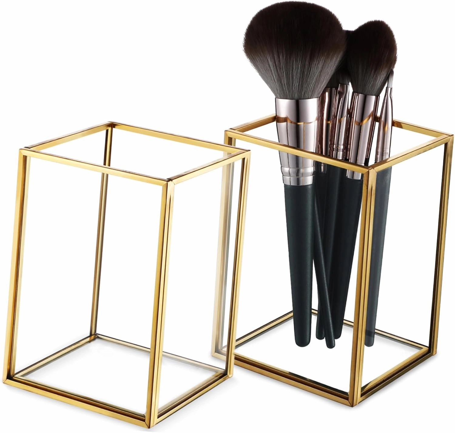 Didiseaon 2pcs Elegant Gold-rimmed Makeup Brush Holder Storage Organizer for Vanity for Brushes Pens Eyeliners and Lipsticks