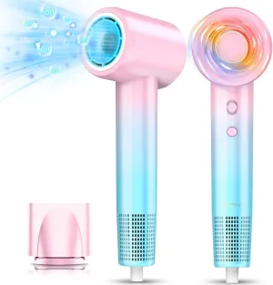 DORISILK Ionic Hair Dryer 110,000 RPM High Speed, Professional Blow Dryers for Salon Home Use, Portable Blowout Hair Dryers Lightweight with Nozzle Hot & Cold Selection Gift for Women Girl, Pink Blue