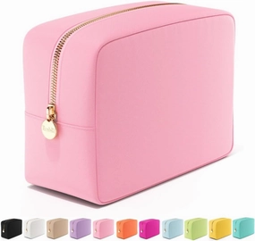 Embla Makeup Bag Travel Cosmetics Pouch and Toiletry Bag, Nylon Zipper Pouch Purse, Cute Make Up Organizer Storage Tote for Women Girls, Travel Skincare Case, Large Makeup Bags, Flamingo Pink