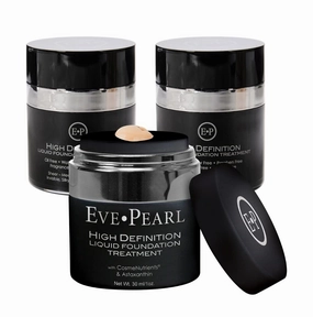 EVE PEARL HD Liquid Foundation Natural Matte Cover Everyday Long Lasting Minerals Makeup For All Skin Types 3,6,12 Value Packs (Light, Pack of 3)