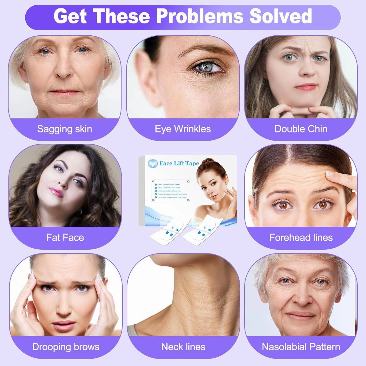 Face Tape Lifting Invisible, Face Lift Tape Instant,300PCS Neck Tape Tightening Facelift Tapes for Makeup Face Lifter Tape Facial Tape for Sagging Skin Double Chin Jowls Eyes Wrinkles Overnight Woman