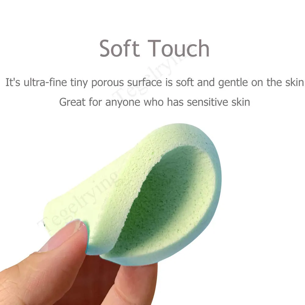 Facial Sponge Compressed,120 Count PVA Professional Makeup Removal Round Face Wash Sponges Spa Pads Exfoliating Cleansing for Women,Green