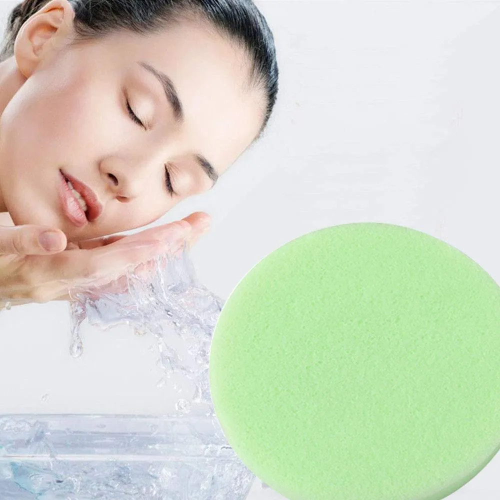 Facial Sponge Compressed,120 Count PVA Professional Makeup Removal Round Face Wash Sponges Spa Pads Exfoliating Cleansing for Women,Green