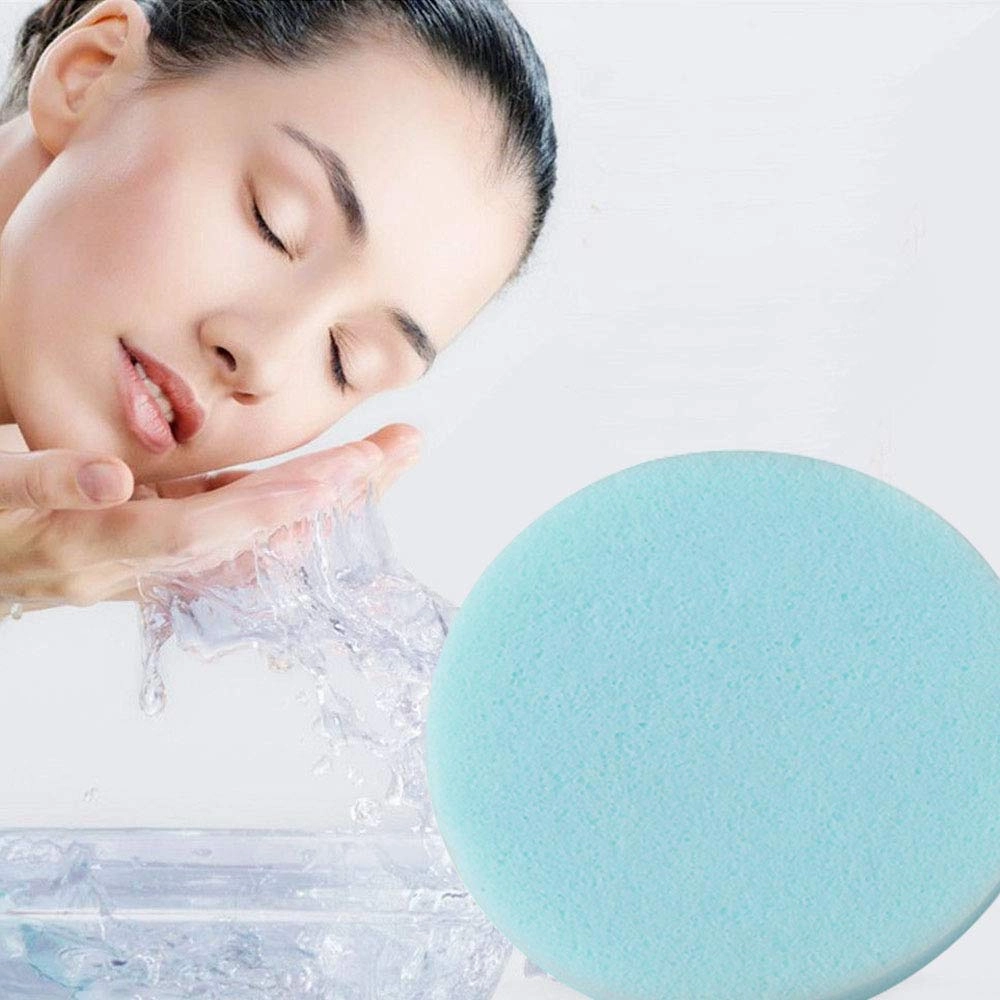 Facial Sponge Compressed,120 Count PVA Professional Makeup Removal Round Face Wash Sponges Spa Pads Exfoliating Cleansing for Women,Blue