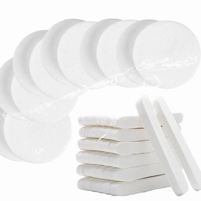 Facial Sponge Compressed,120 Count PVA Professional Makeup Removal Round Face Wash Sponges Spa Pads Exfoliating Cleansing for Women,White