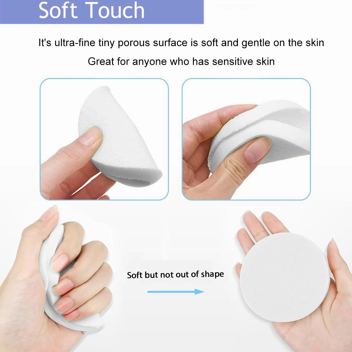 Facial Sponge Compressed,120 Count PVA Professional Makeup Removal Round Face Wash Sponges Spa Pads Exfoliating Cleansing for Women,White