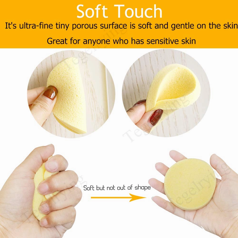 Facial Sponge Compressed,120 Count PVA Professional Makeup Removal Round Face Wash Sponges Spa Pads Exfoliating Cleansing for Women,Yellow