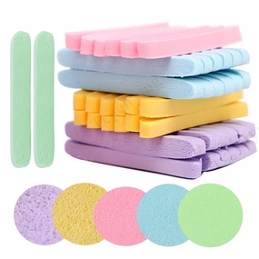 Facial Sponge Compressed,120 Count PVA Professional Makeup Removal Round Face Wash Sponges Spa Pads Exfoliating Cleansing for Women,Yellow,Pink,Purple,Blue,Green
