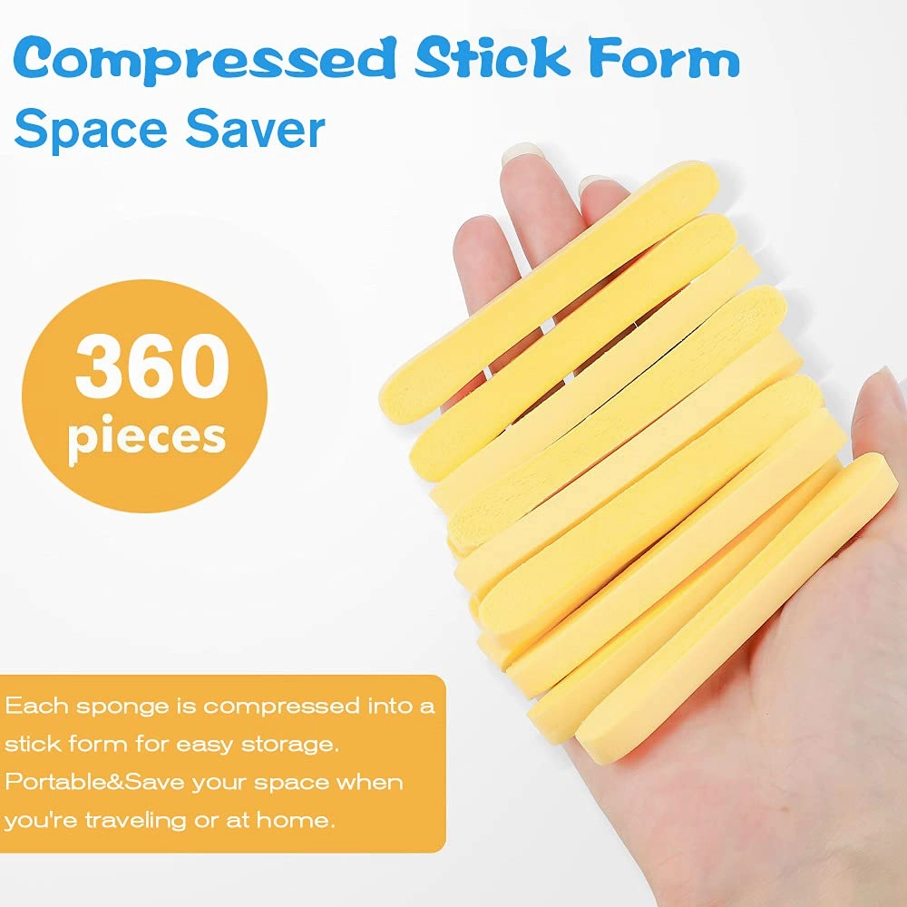 Facial Sponges Compressed,360 Pieces Makeup Remover PVA Professional Round Face Wash Sponges Spa Pads for Women Exfoliating Cleansing,Yellow