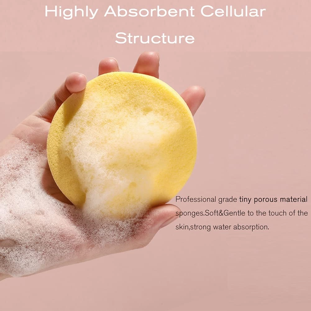 Facial Sponges Compressed,360 Pieces Makeup Remover PVA Professional Round Face Wash Sponges Spa Pads for Women Exfoliating Cleansing,Yellow