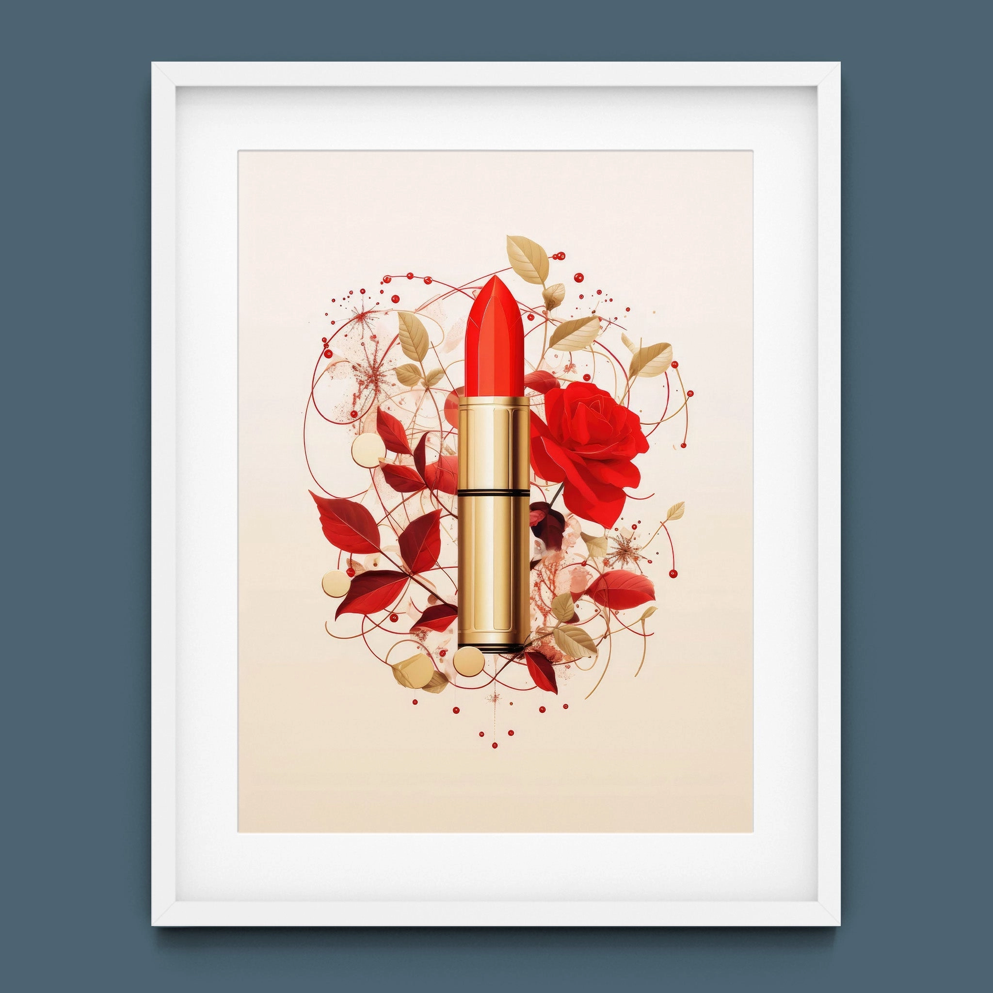 Fashion Illustration - Red Lipstick and Petals