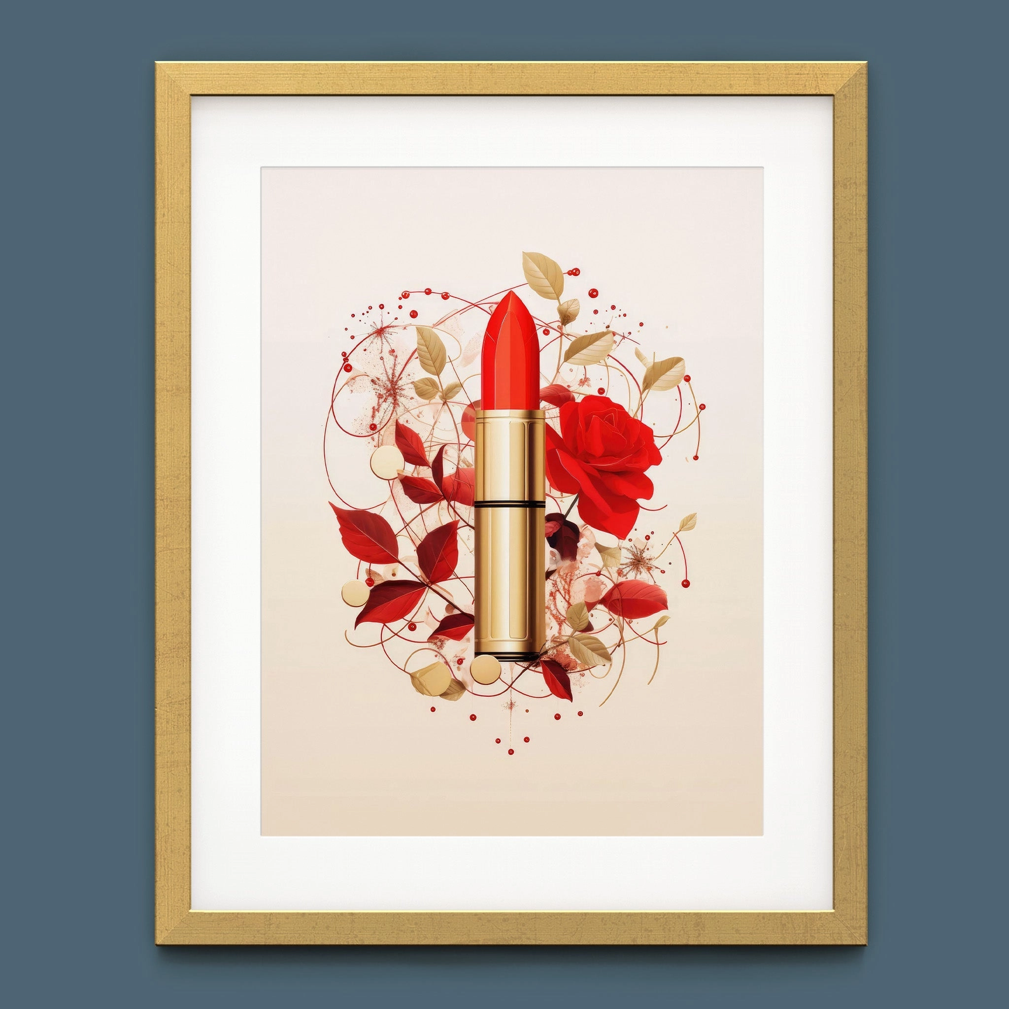 Fashion Illustration - Red Lipstick and Petals
