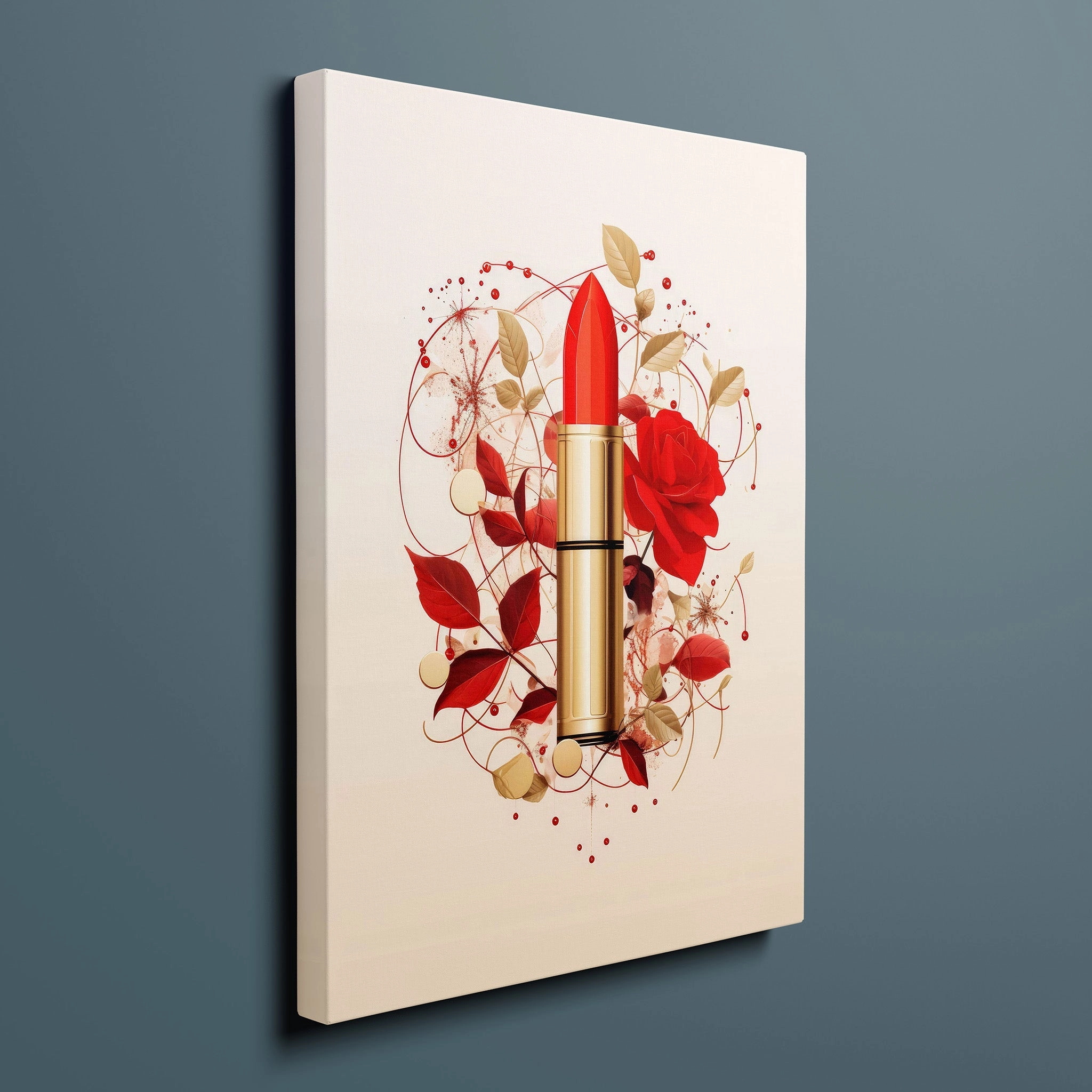 Fashion Illustration - Red Lipstick and Petals