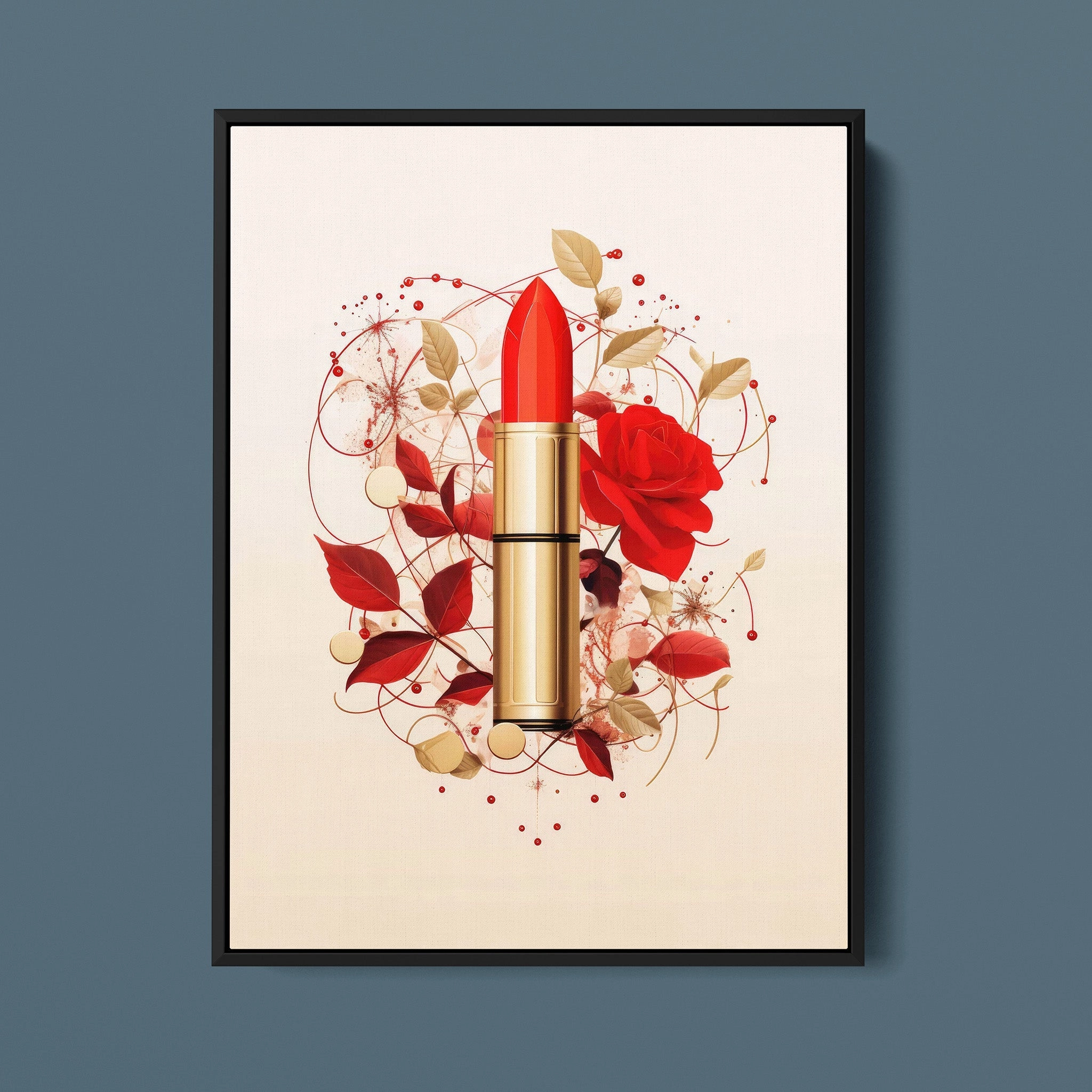 Fashion Illustration - Red Lipstick and Petals