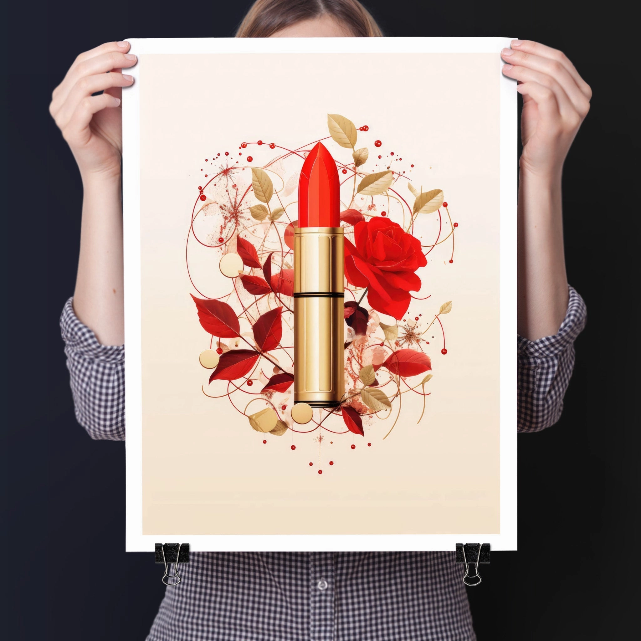 Fashion Illustration - Red Lipstick and Petals