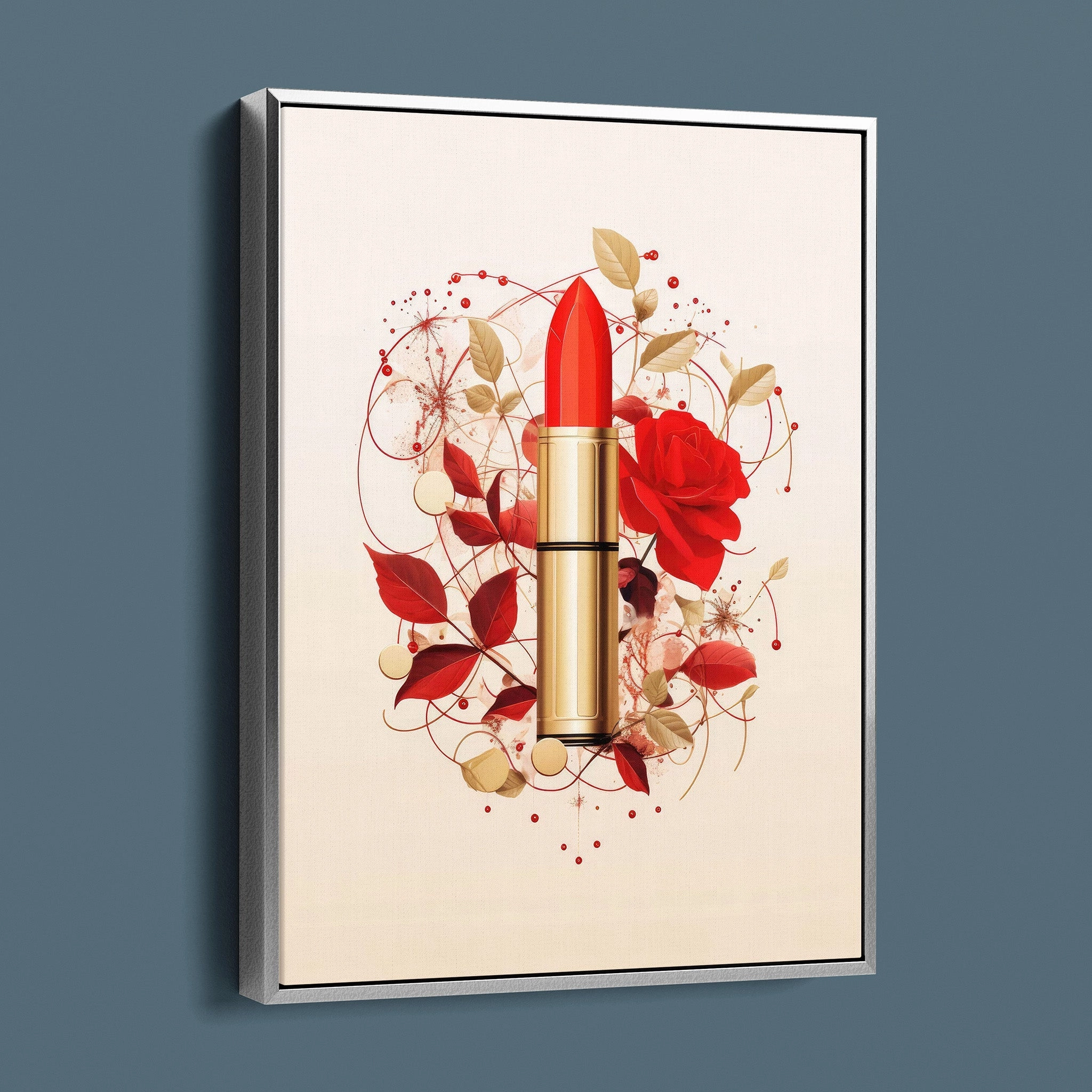 Fashion Illustration - Red Lipstick and Petals