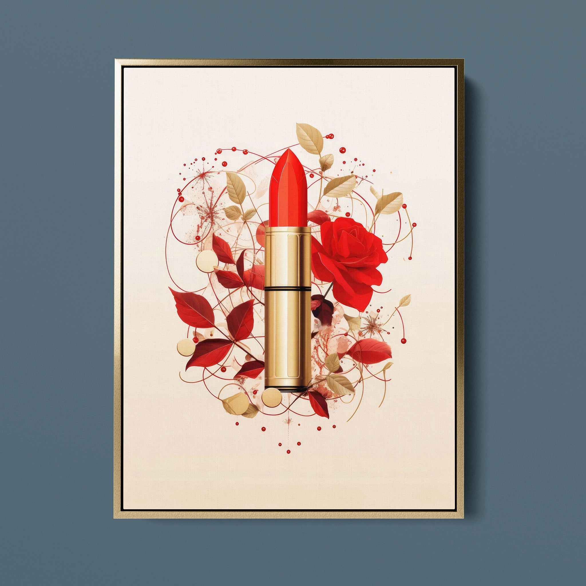 Fashion Illustration - Red Lipstick and Petals