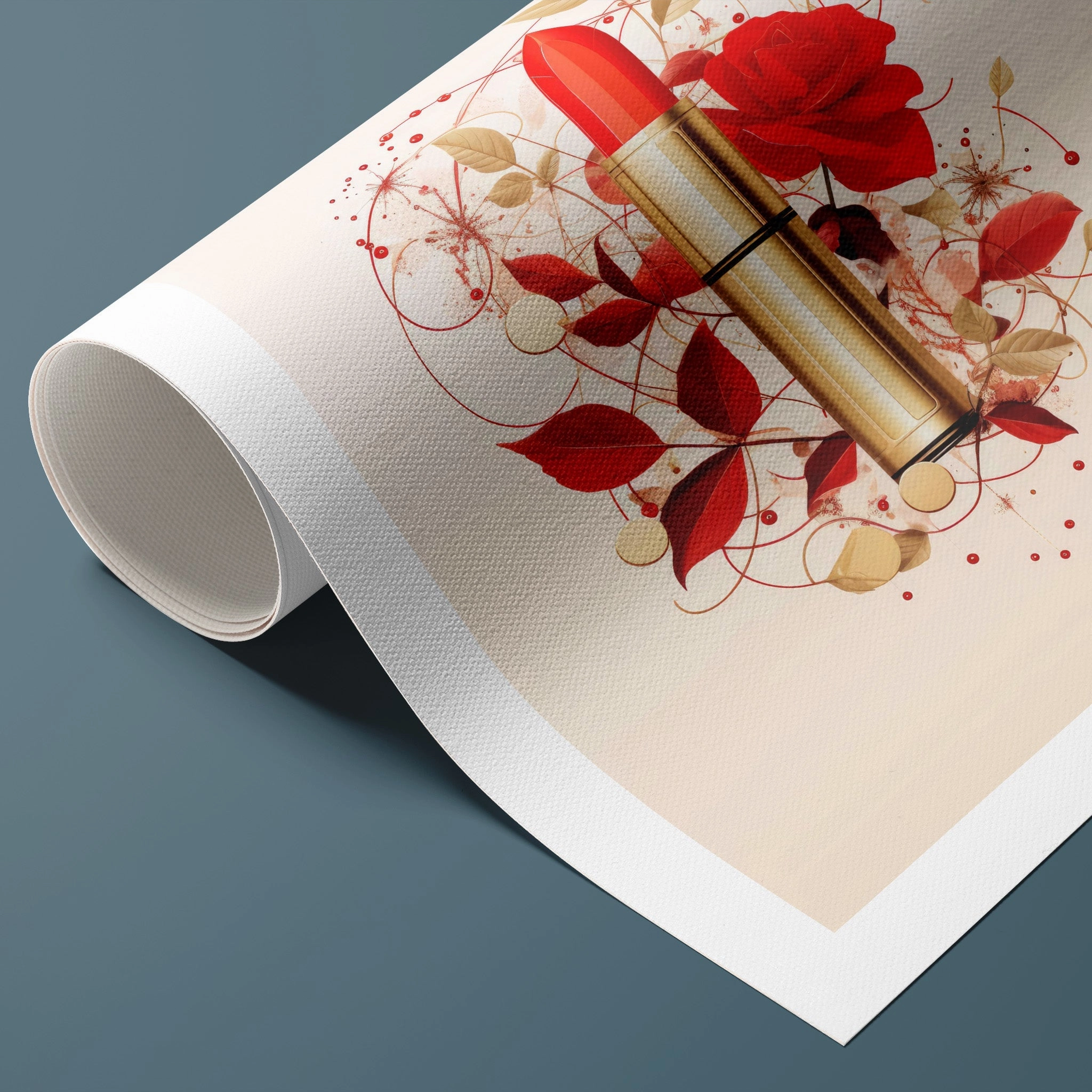 Fashion Illustration - Red Lipstick and Petals