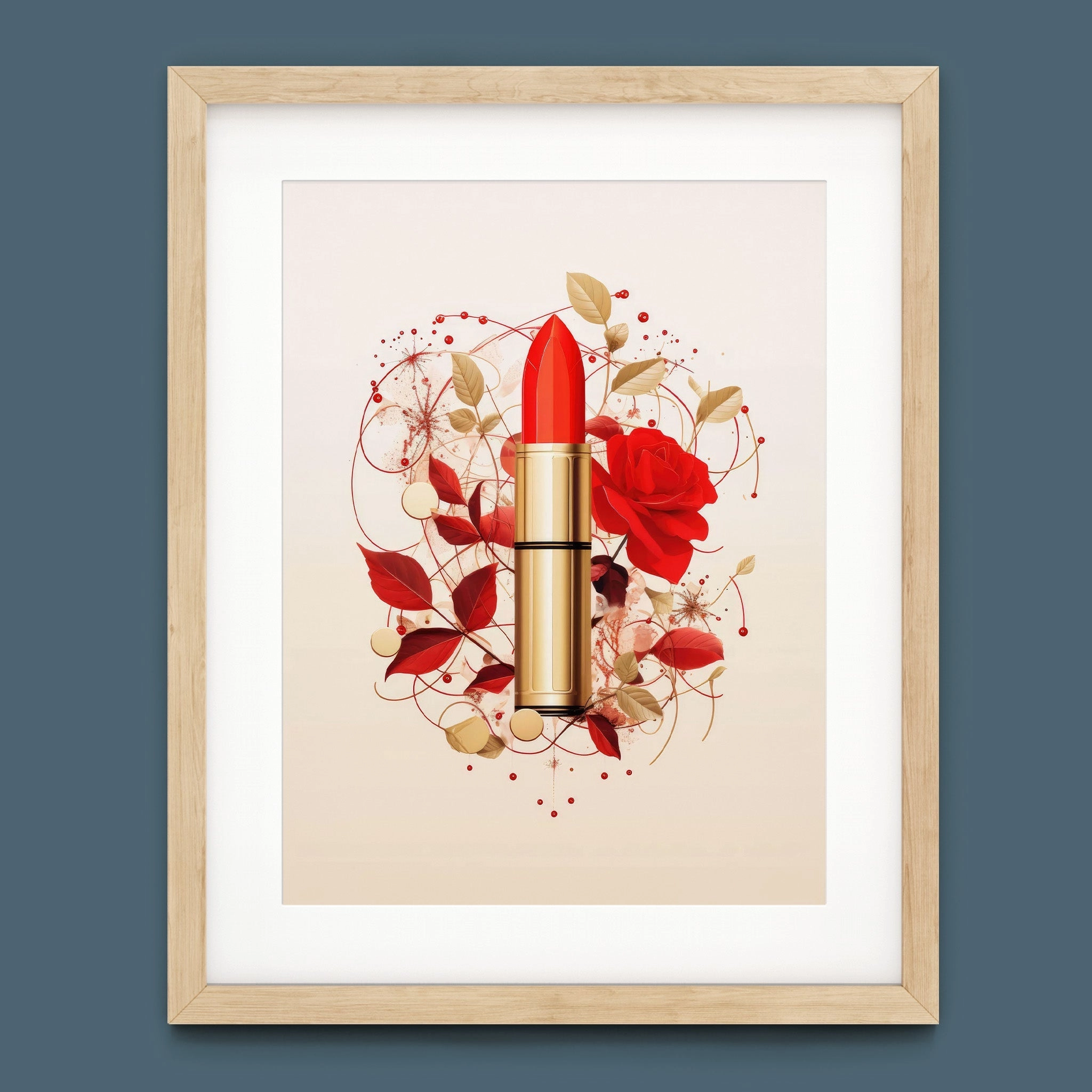 Fashion Illustration - Red Lipstick and Petals