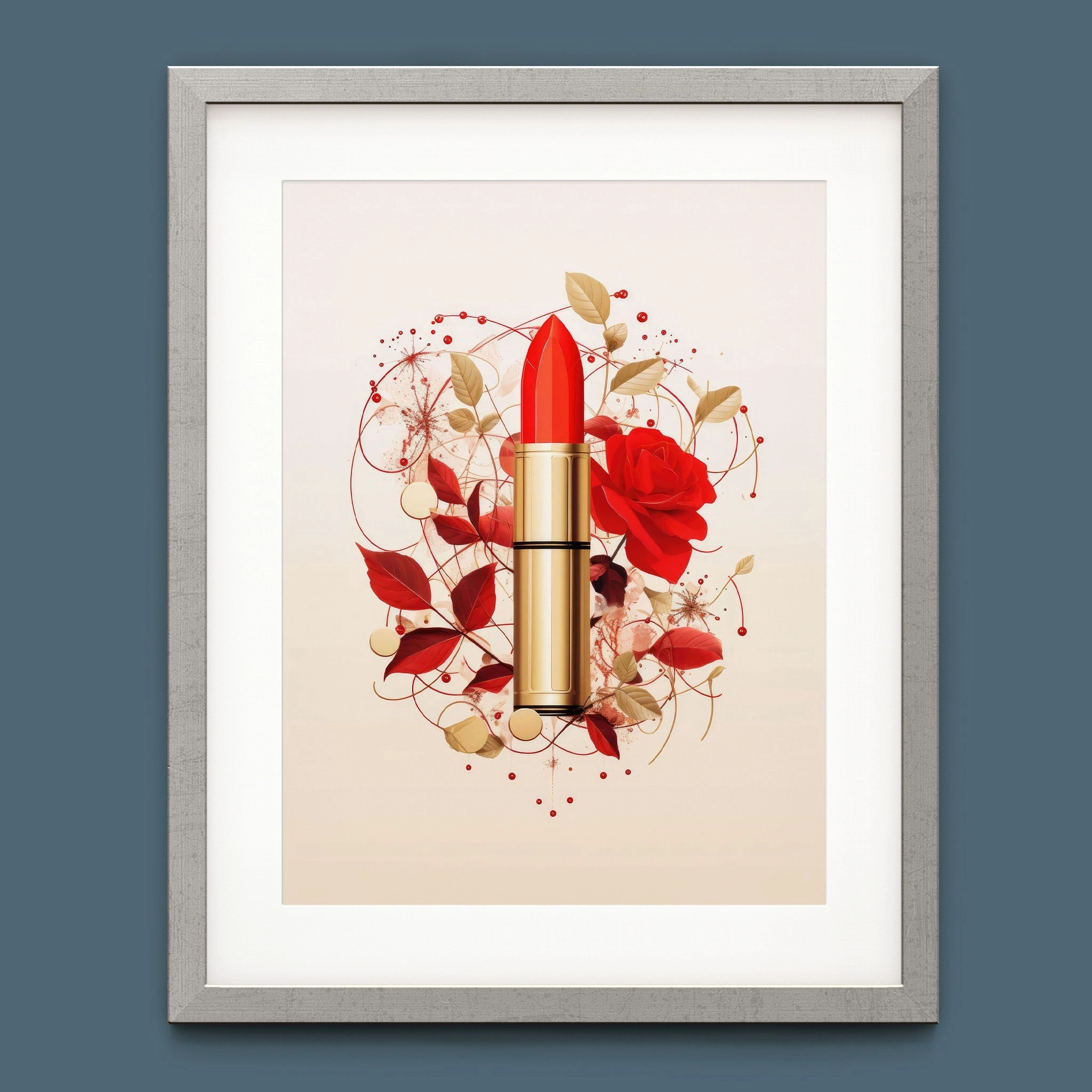 Fashion Illustration - Red Lipstick and Petals