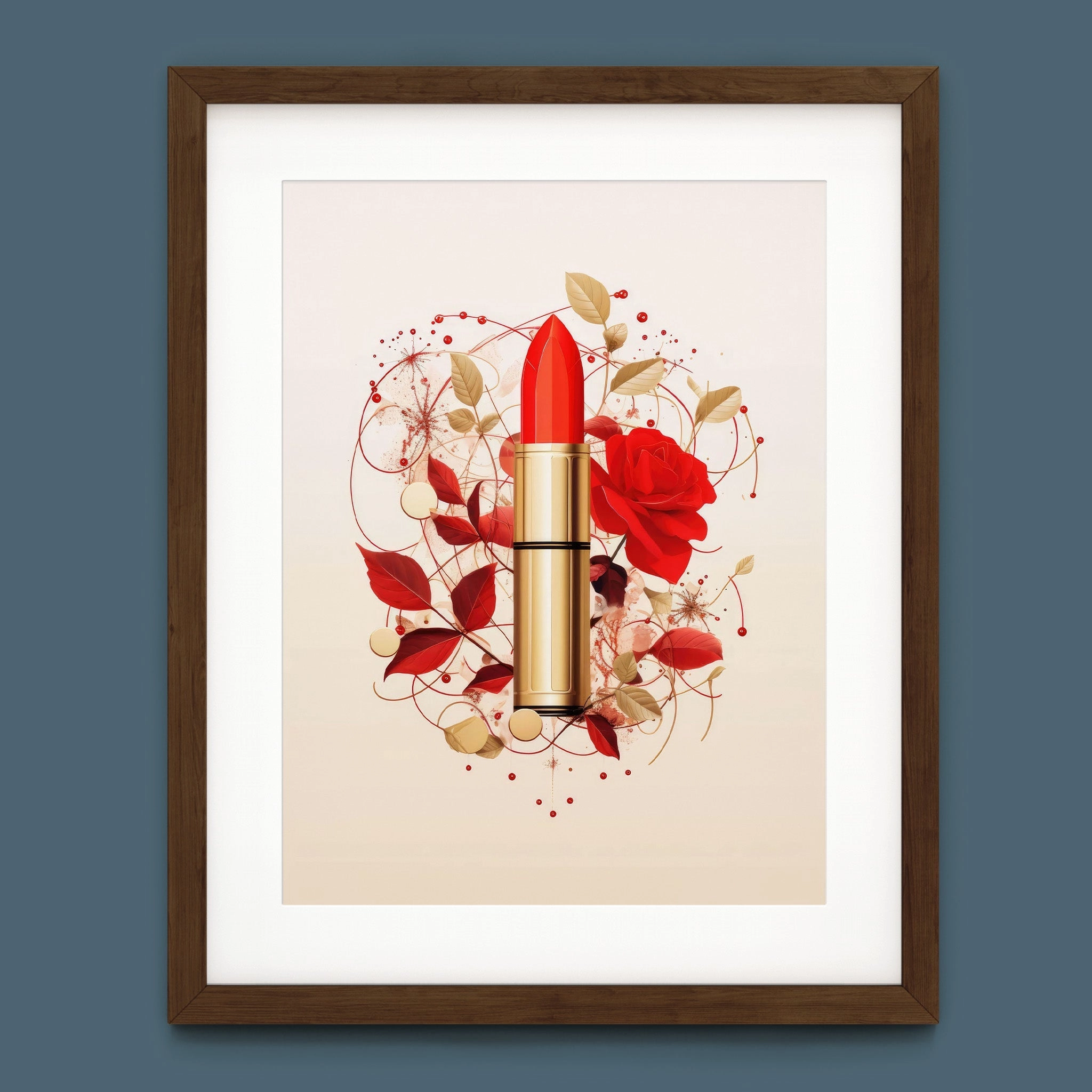 Fashion Illustration - Red Lipstick and Petals