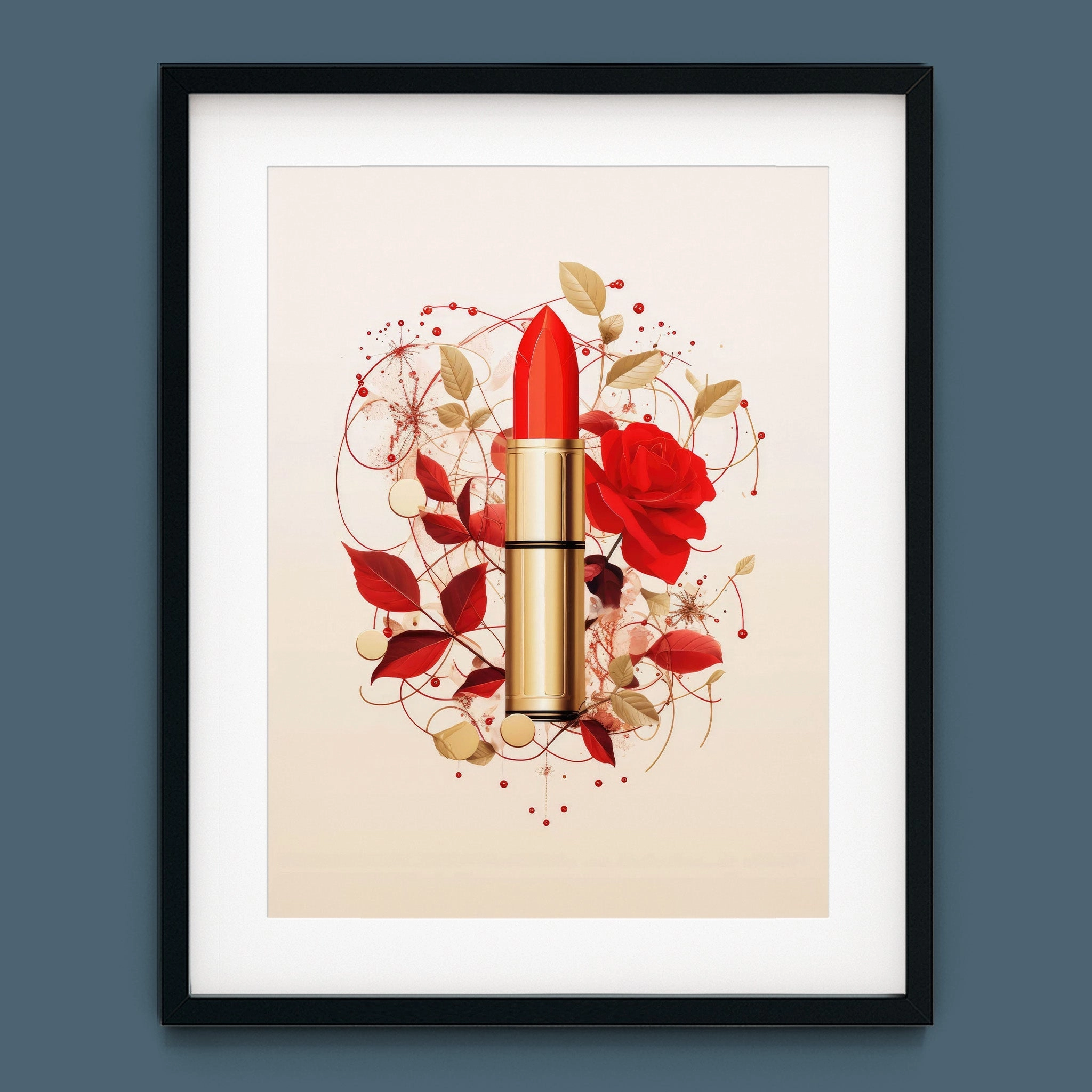 Fashion Illustration - Red Lipstick and Petals