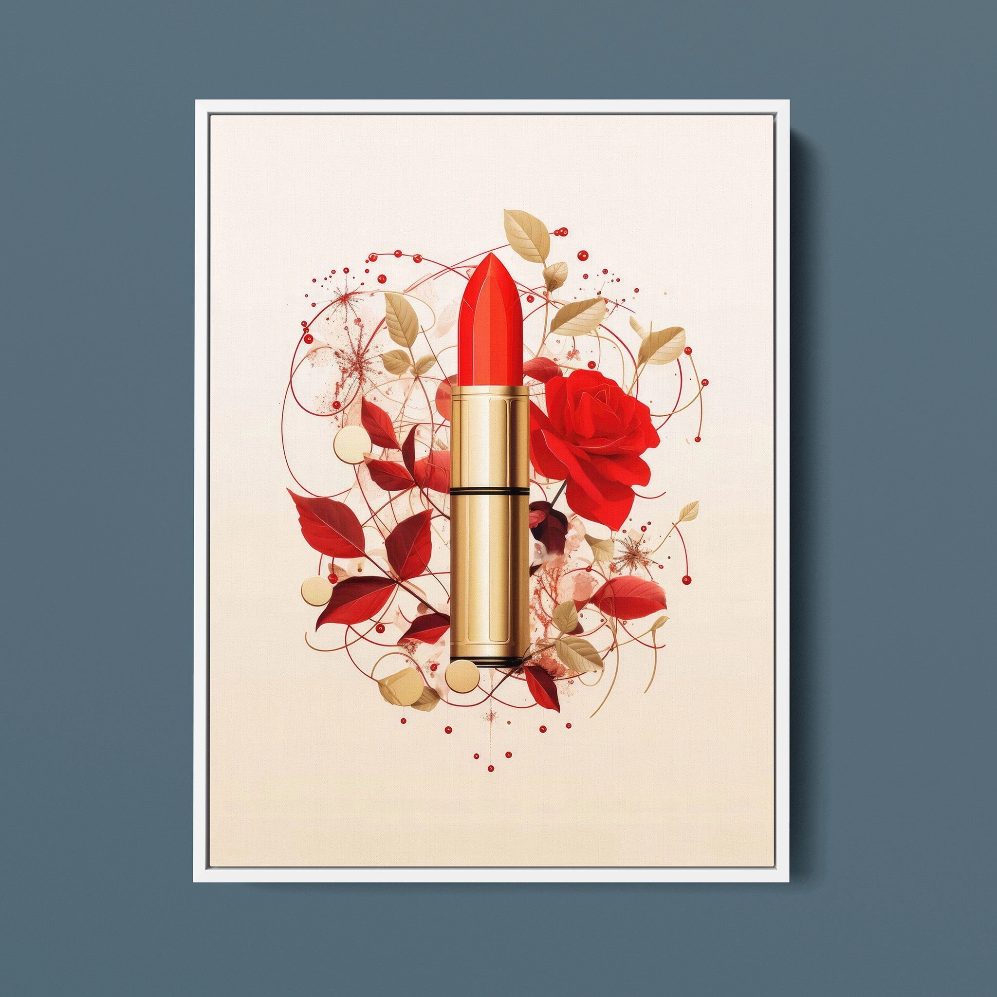 Fashion Illustration - Red Lipstick and Petals