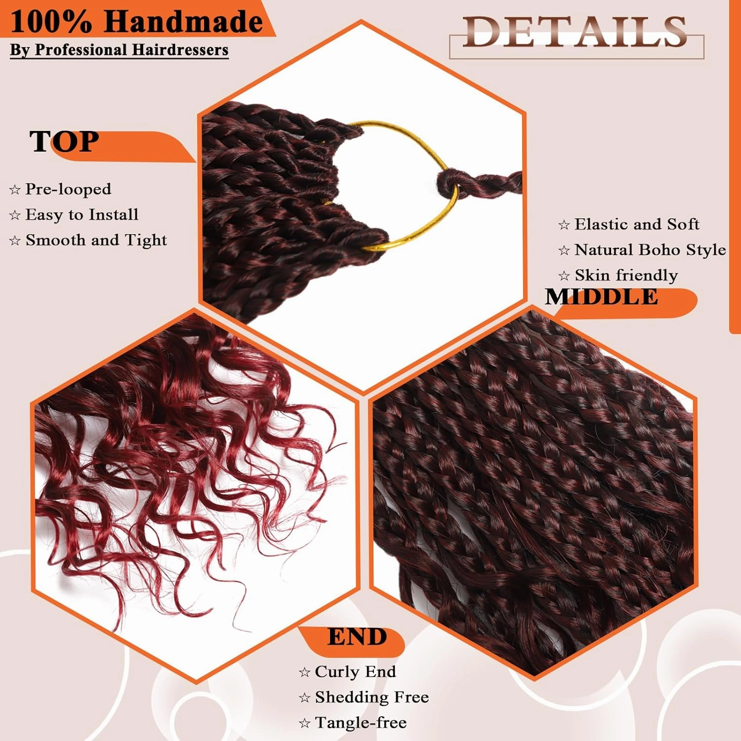 Flagship Burgundy 10 Inch 9 Packs Boho Crochet Braids with Curly Ends Crochet Hair for Black Women,Short Ombre Red Bohomian Curly Box Braids Crochet Hair Extensions-Tbug