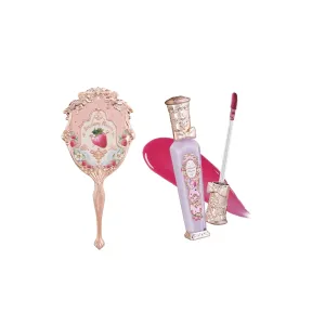 Flower Knows Violet Strawberry Rococo Glitter Lip Gloss G04 Strawberry Rococo Hand Mirror Soft Pink