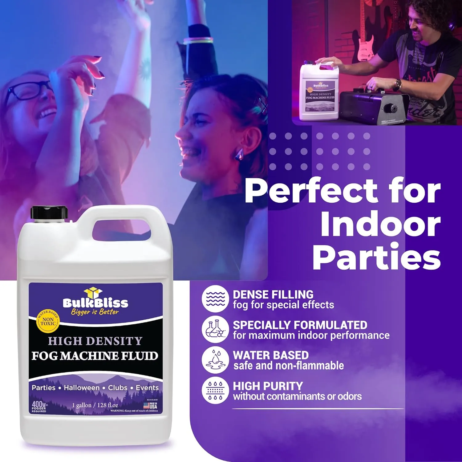 Fog Machine Fluid, Indoor Liquid Formula for Parties and Events, High Density Smoke, 32oz (Quart)