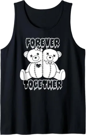 Forever Together Stuffed Animal Bear Couple Sewn Stitches Tank Top