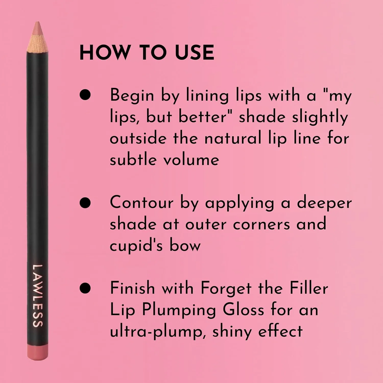 Forget the Filler Definer Liner - Pink Sand - Premium Lip Liner with Natural Ingredients to Provide a Smooth Look with a Satin Finish, Clean Makeup with Tug-Free Application - 0.04 oz