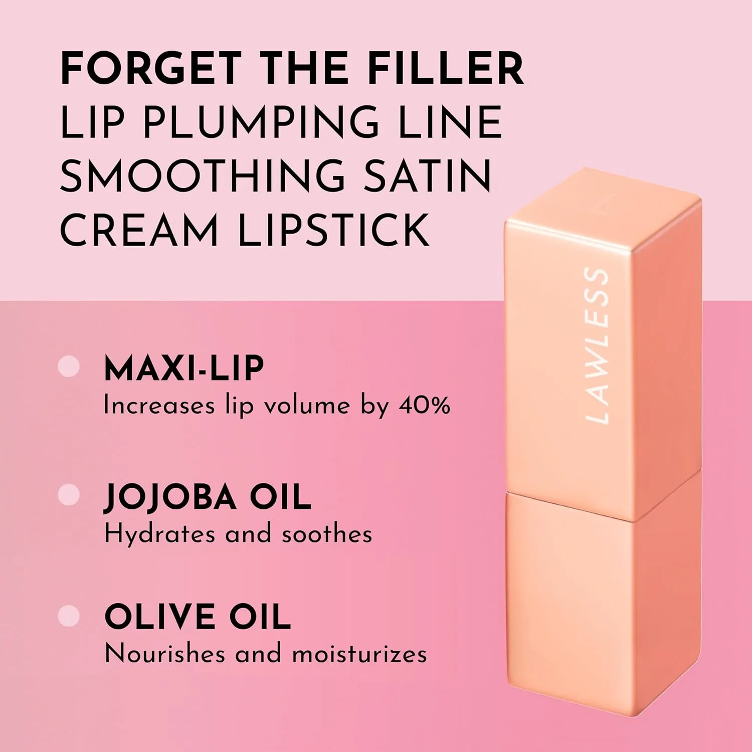 Forget the Filler Lip-Plumping Line-Smoothing Satin Cream Lipstick, Fawn, Pink, 0.1 Ounce
