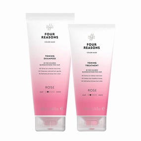 FOUR REASONS Color Mask Rose Pink Toning Shampoo 8.5 fl oz & Toning Treatment 6.8 fl oz – Bundle - VEGAN, Cruelty-Free