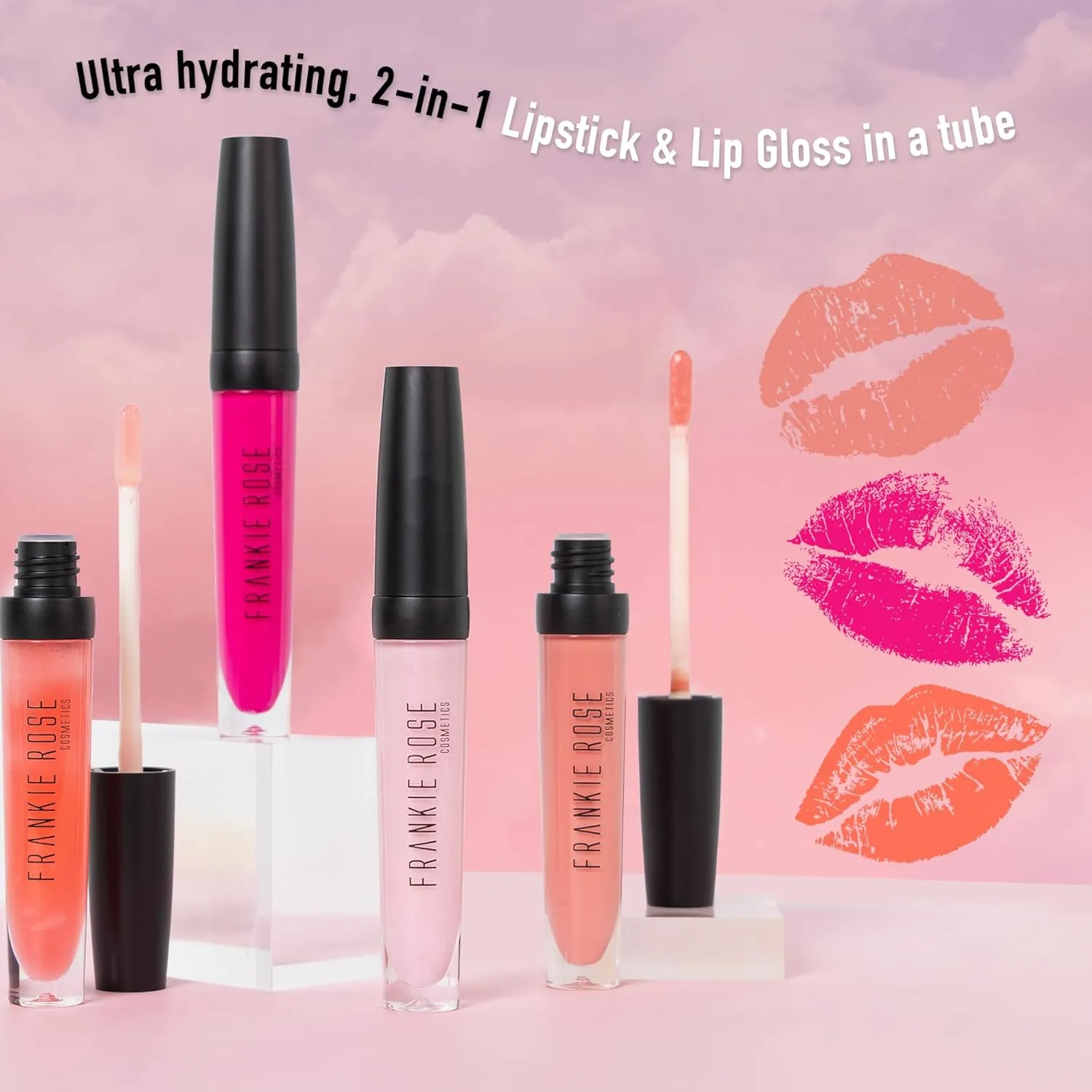 Frankie Rose Cosmetics Lip Gloss | Non-Sticky Formula, Long Lasting Lip Gloss, Bold Pigment & Hydrating Lip Gloss, Tangerine Shimmer Lip Gloss, 20g
