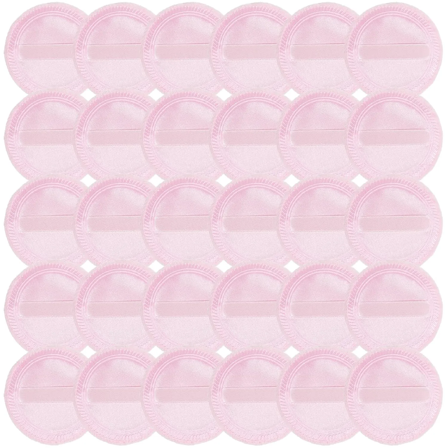 FRCOLOR 30 Pieces Powder Puff for Body Powder, Cotton Round Makeup Puff with Strap for Powder Foundation Loose Mineral Powder Body Powder, Pink