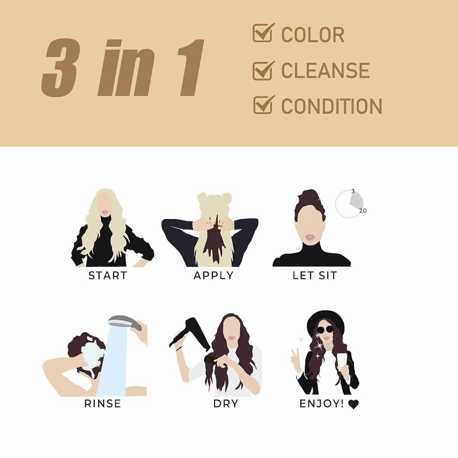 Fvquhvo Blonde Brown Hair Dye Shampoo, Instant Hair Color Shampoo, Shampoo Hair Dye Works in minutes, Blonde Brown Hair Shampoo, Shampoo Para Pintar el Cabello