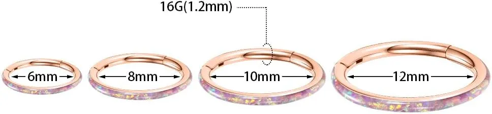 GAGABODY Conch Jewelry 20g 18g Septum Jewelry 16 Gauge Earrings Conch Hoop Daith Earrings Surgical Steel Lip Rings with Opal Paved Hinged Nose Rings Helix Rook Cartlidge Earrings Hoop