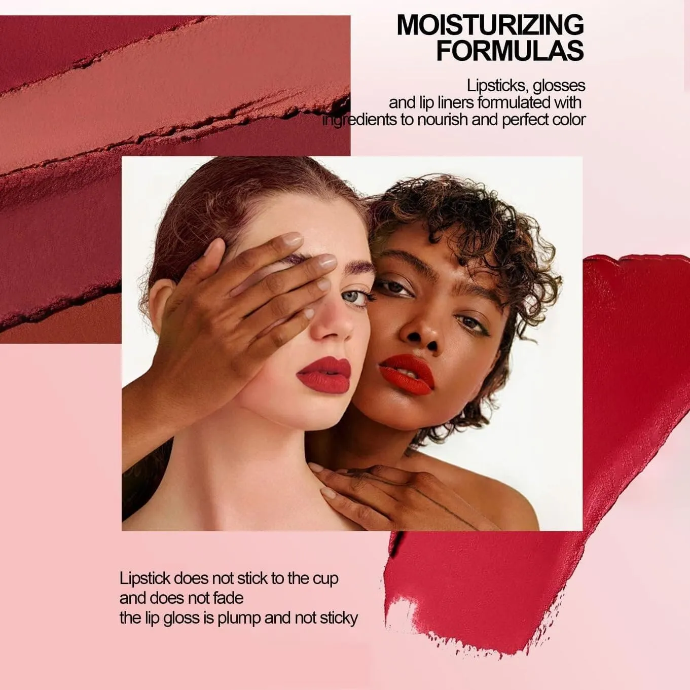 Genli Glaze Oil Balm, Genli Pink Drip Lipstick, Nuewskin Lip Balm, 24h Long-Lasting Moisturizing Smooth Shine Balm Set(07#-Pink Drip)