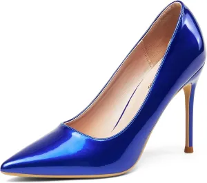 GENSHUO Women's Closed Toe Stiletto High Heels Dress 4 Inch Heeled Pointed Toe Party Homecoming Wedding Pump Shoes