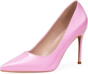 GENSHUO Women's Closed Toe Stiletto High Heels Dress 4 Inch Heeled Pointed Toe Party Homecoming Wedding Pump Shoes