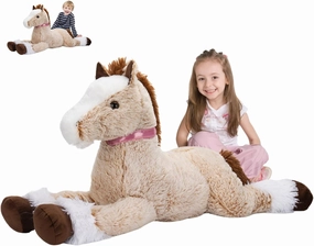 Giant Horse Stuffed Animal 35.43in Large Horse Plush Pillow Cute Soft Big Pony Cuddly Plushie for Kids Adults Birthday Festival Gift Bed Home Decor Cushion Brown